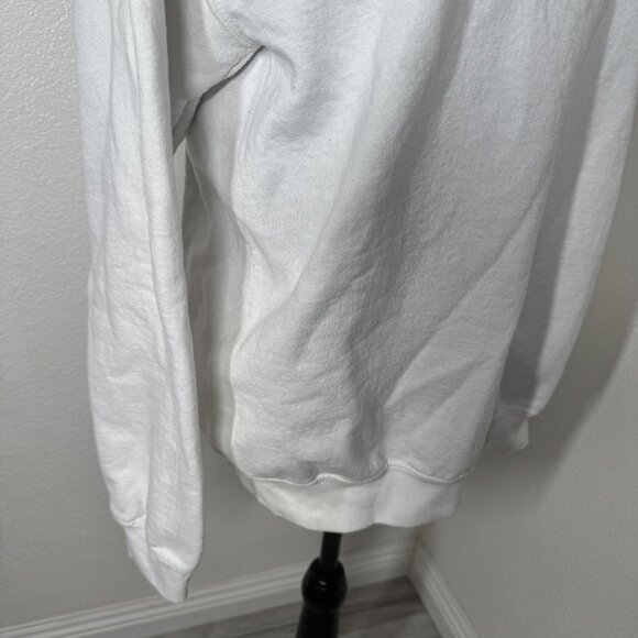 Womens White Gildan Heavy Blend Crew Neck Sweatshirt Size‎ M - Picture 2 of 5